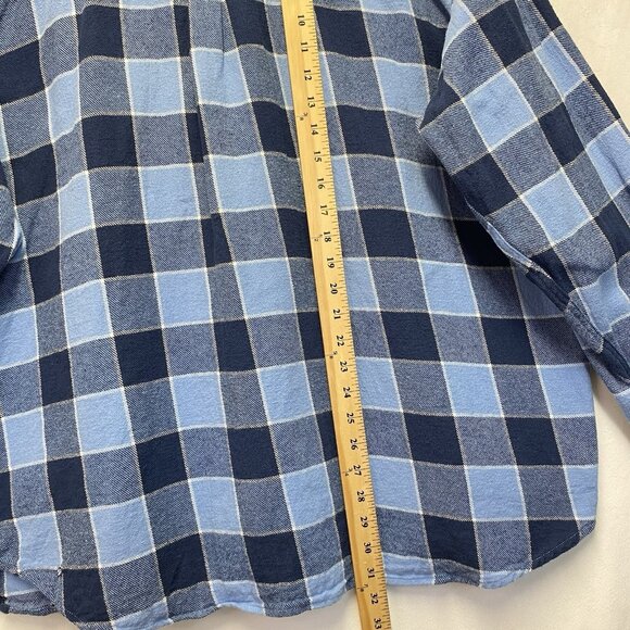 Levi's Silver Tab Oversized Plaid Flannel Metal Button-Up Shirt Men Size XL Blue - Picture 6 of 15